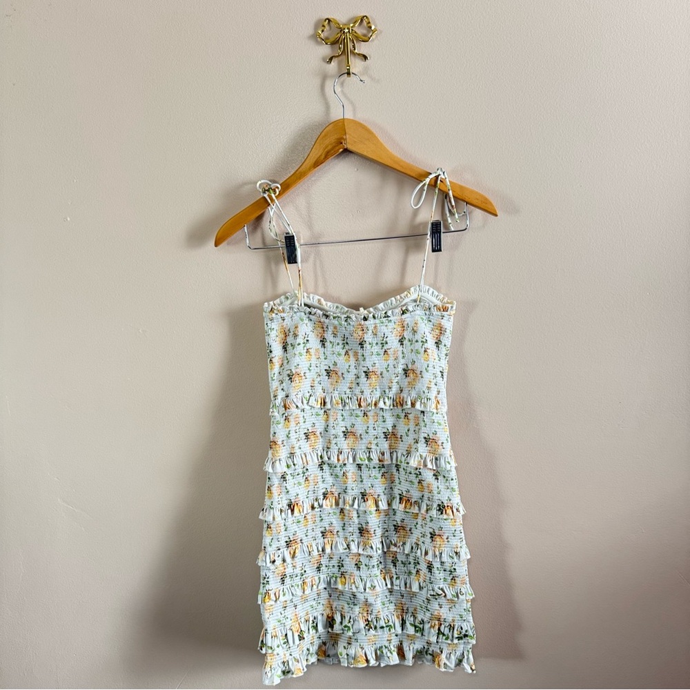 V. Chapman Floral Mini Dress in Cream and Yellow - Picture 7 of 12